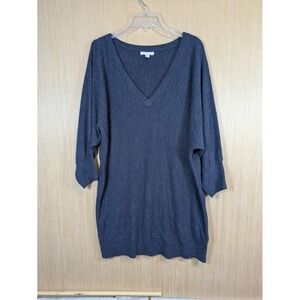 New York & Company XL Charcoal Gray Dolman V-Neck Tunic Sweater Soft Knit Tunic